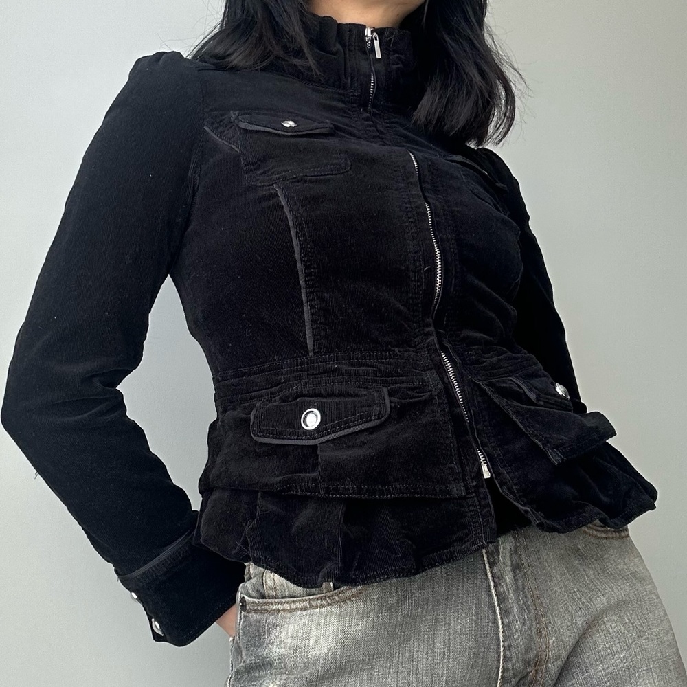 Black Corduroy Zip Up
